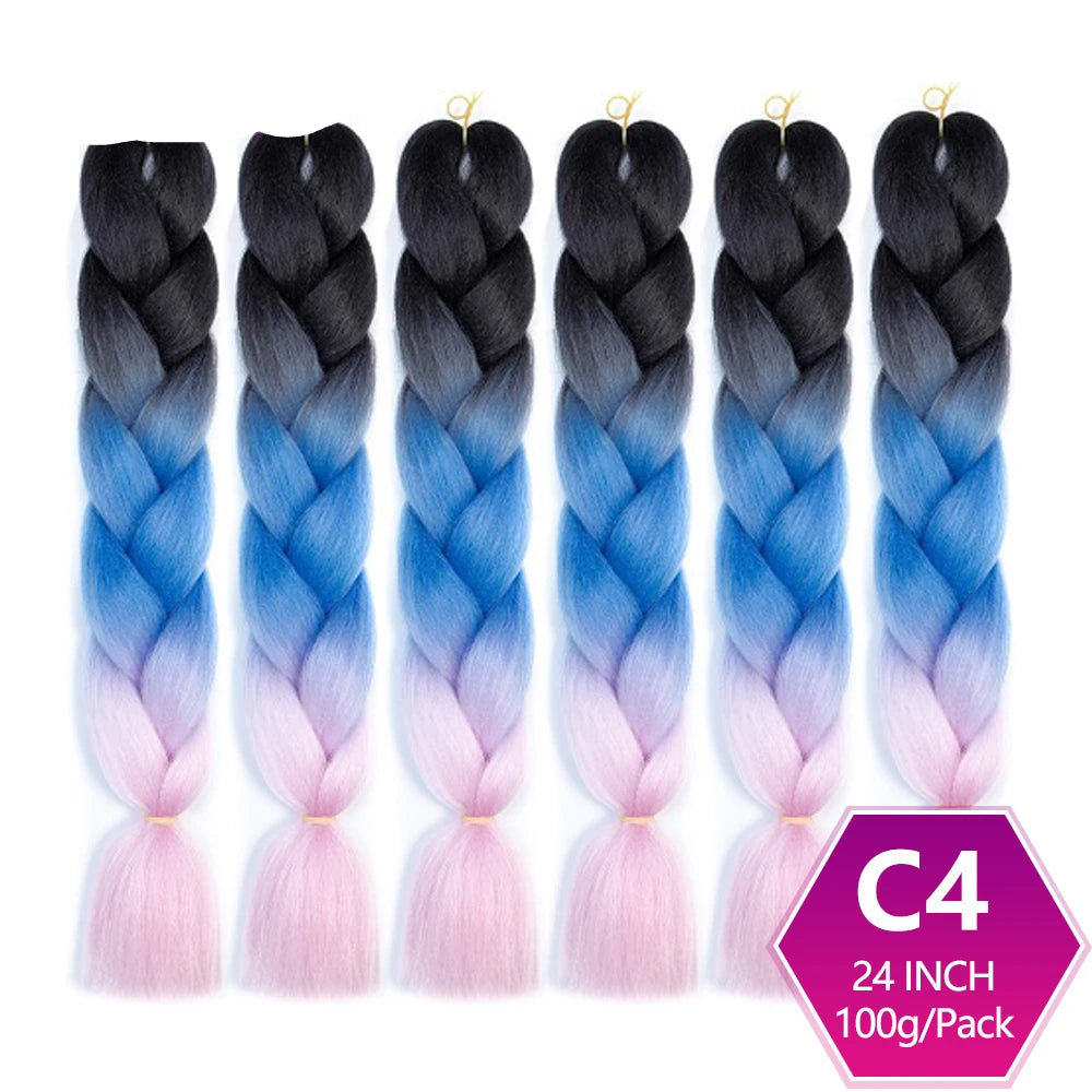 6 Packs 24 Inch Ombre Jumbo Braiding Hair – High-Temperature Synthetic Extensions for Twist & Crochet Braids