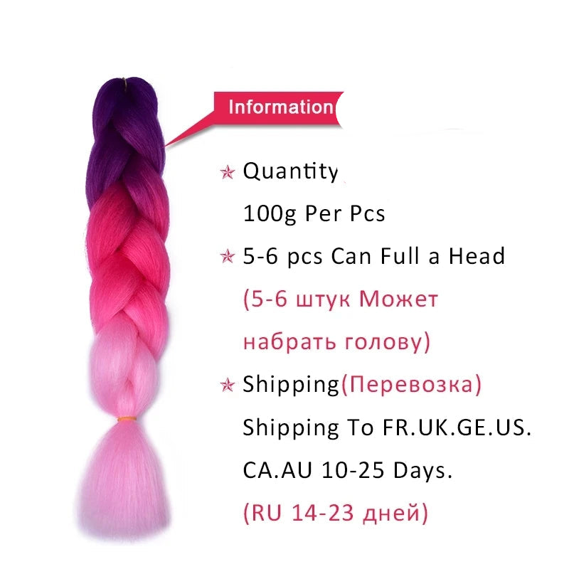 New Colors Synthetic Glowing Ombre Jumbo Twist Braiding Hair – Kanekalon Hair Extensions for Women