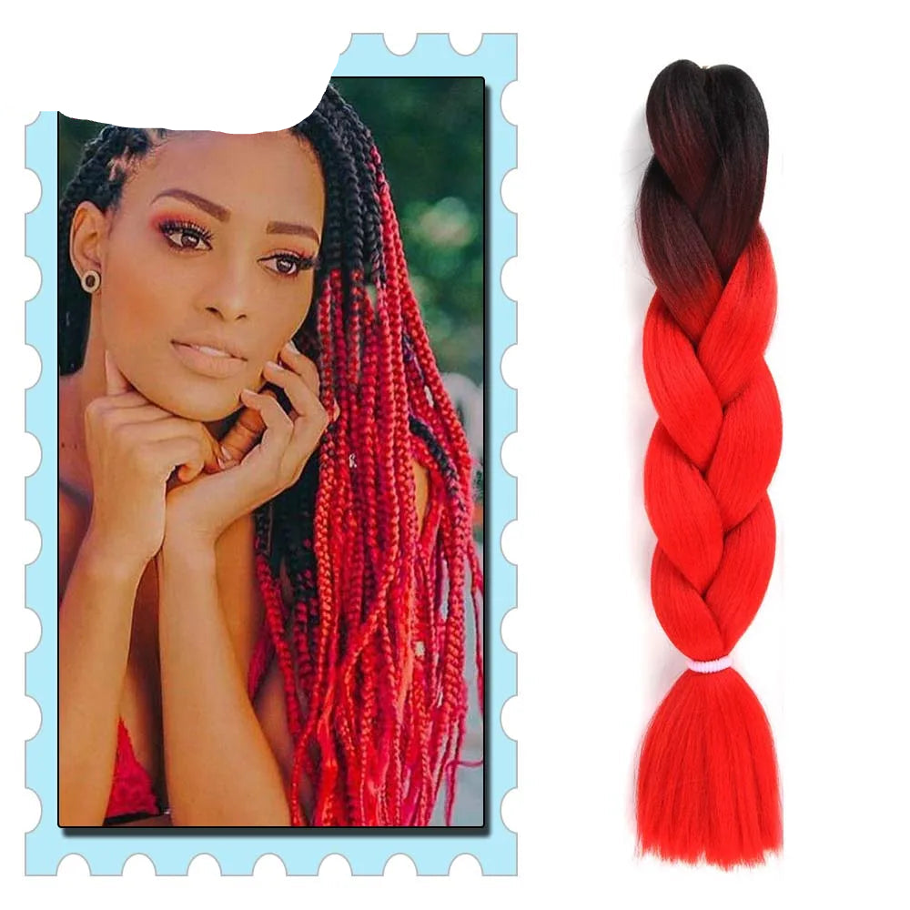 Synthetic Braiding Hair 24 Inch – Kanekalon Ombre Pre-Stretched Jumbo Braids