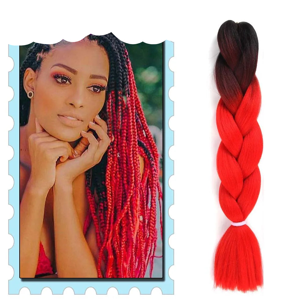 Braiding Hair Extensions for Women 4 Packs 24Inch High Temperature Ombre Jumbo Synthetic Braiding Hair for Twist Crochet Braids