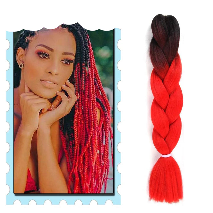 Braiding Hair Extensions for Women 4 Packs 24Inch High Temperature Ombre Jumbo Synthetic Braiding Hair for Twist Crochet Braids