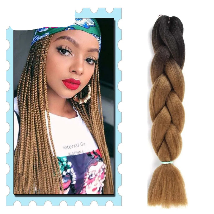 Synthetic Braiding Hair 24 Inch – Kanekalon Ombre Pre-Stretched Jumbo Braids