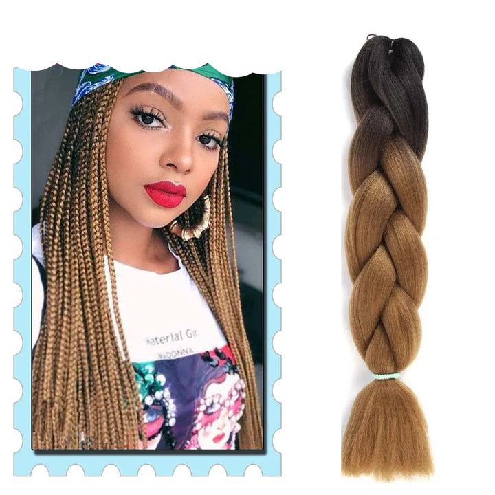 Braiding Hair Extensions for Women 4 Packs 24Inch High Temperature Ombre Jumbo Synthetic Braiding Hair for Twist Crochet Braids