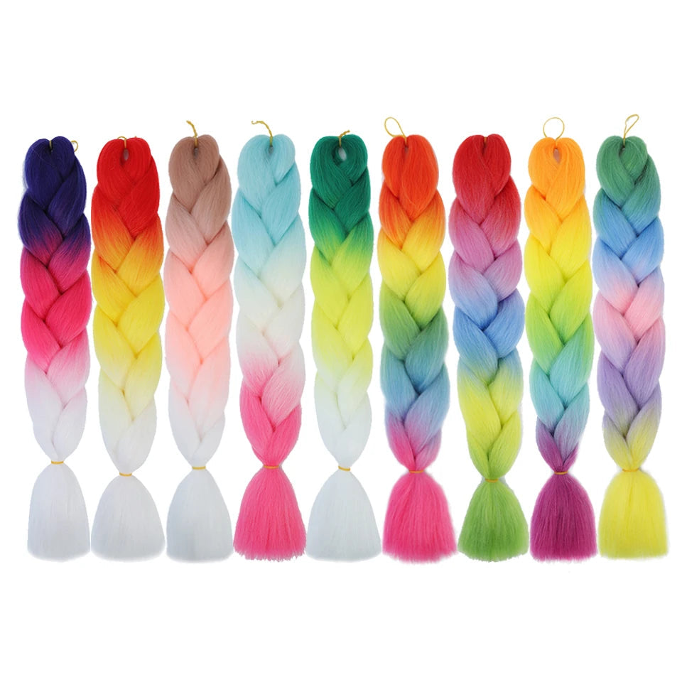 New Colors Synthetic Glowing Ombre Jumbo Twist Braiding Hair – Kanekalon Hair Extensions for Women