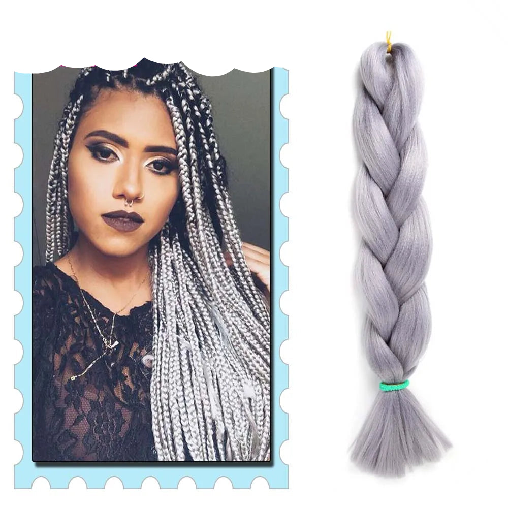 Braiding Hair Extensions for Women 4 Packs 24Inch High Temperature Ombre Jumbo Synthetic Braiding Hair for Twist Crochet Braids