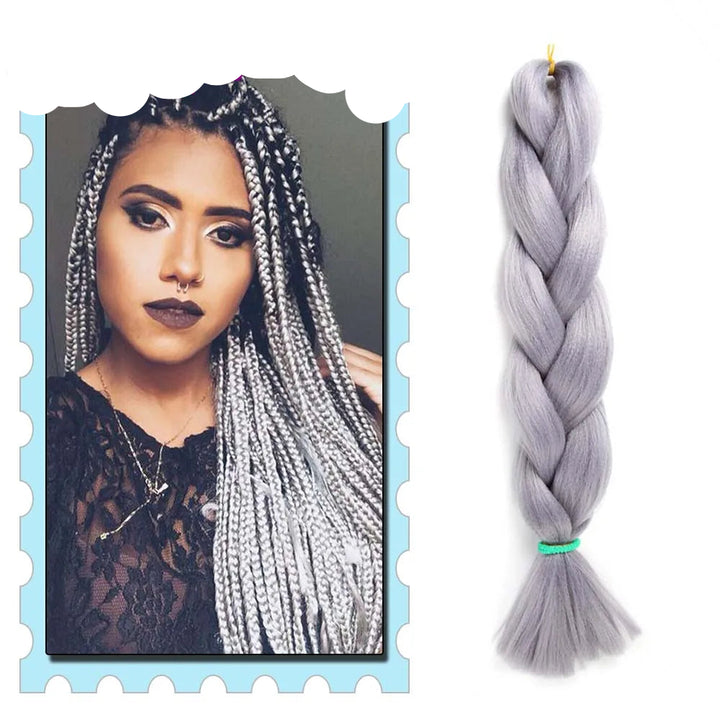 3/4/5/6 Packs Jumbo Braiding Hair 24 Inch Purple Jumbo Braids Hair Extensions for Women Synthetic Fiber Pink Blue Red Braid Hair