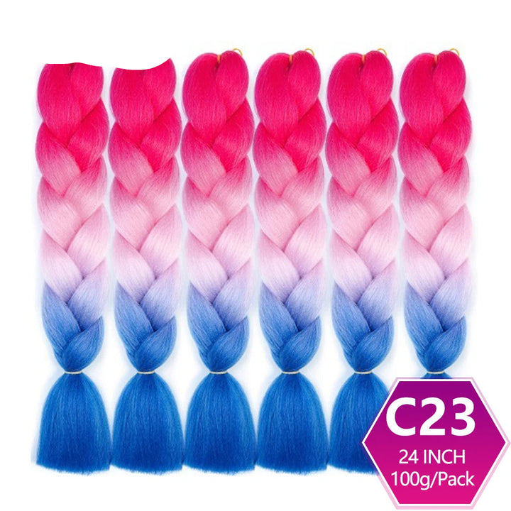6 Packs 24 Inch Ombre Jumbo Braiding Hair – High-Temperature Synthetic Extensions for Twist & Crochet Braids