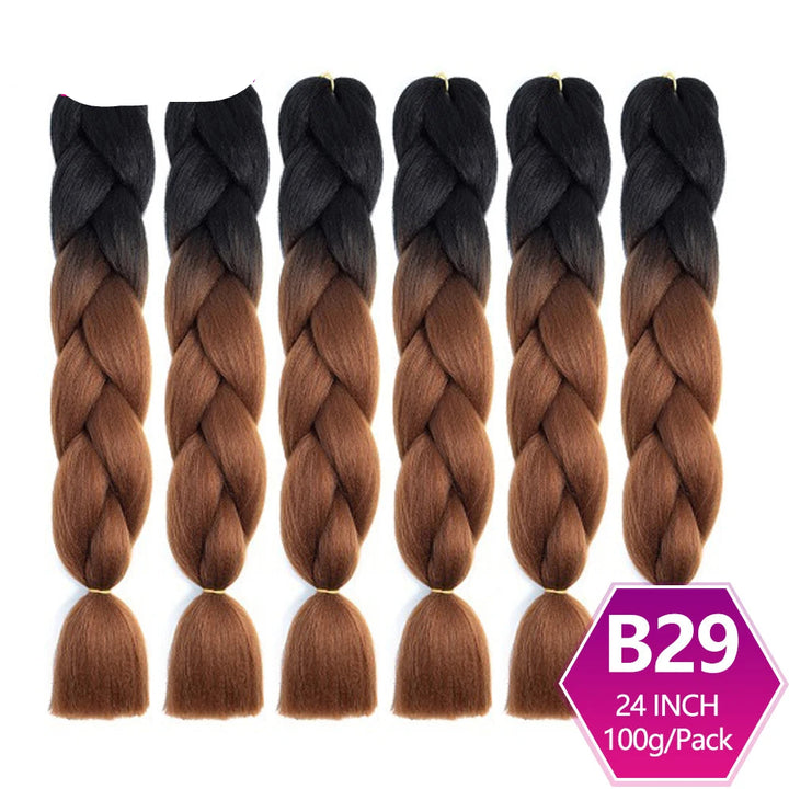 6 Packs 24 Inch Ombre Jumbo Braiding Hair – High-Temperature Synthetic Extensions for Twist & Crochet Braids