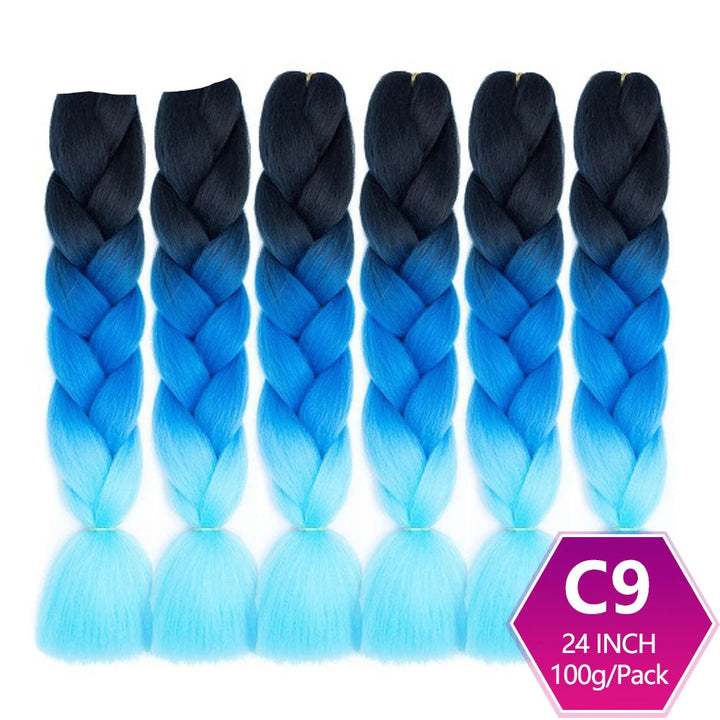 6 Packs 24 Inch Ombre Jumbo Braiding Hair – High-Temperature Synthetic Extensions for Twist & Crochet Braids