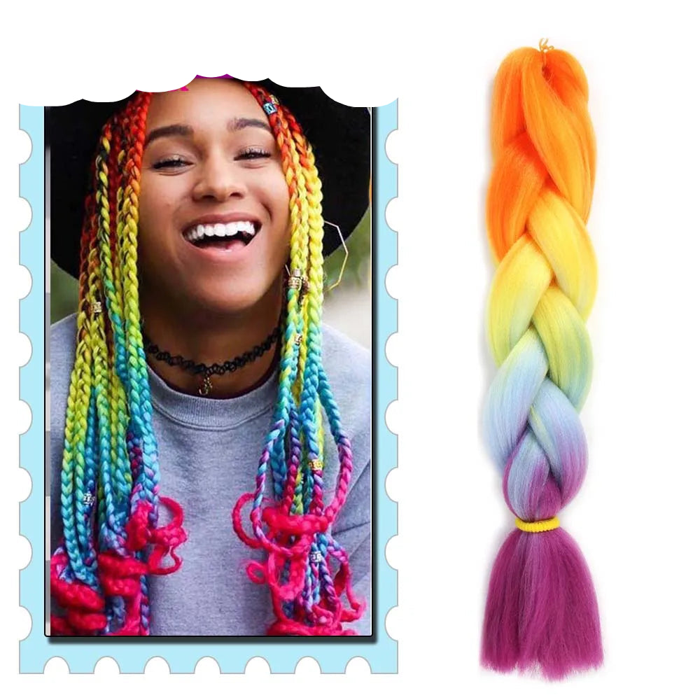 Braiding Hair Extensions for Women 4 Packs 24Inch High Temperature Ombre Jumbo Synthetic Braiding Hair for Twist Crochet Braids