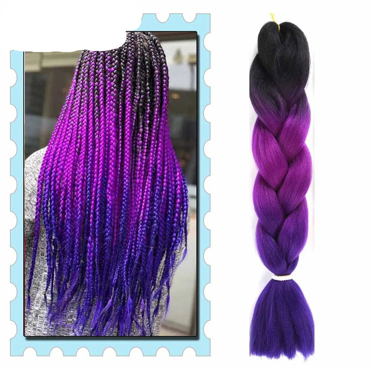 Synthetic Braiding Hair 24 Inch – Kanekalon Ombre Pre-Stretched Jumbo Braids