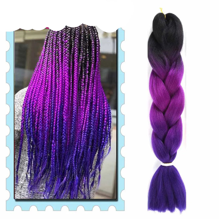 Braiding Hair Extensions for Women 4 Packs 24Inch High Temperature Ombre Jumbo Synthetic Braiding Hair for Twist Crochet Braids