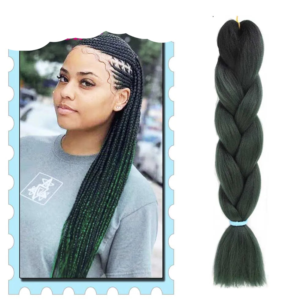 Braiding Hair Extensions for Women 4 Packs 24Inch High Temperature Ombre Jumbo Synthetic Braiding Hair for Twist Crochet Braids