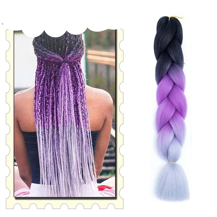 Synthetic Braiding Hair Extensions – Ombre Jumbo Braid Hair for Women, Wholesale DIY Hairstyle (Pink, Purple, Yellow)