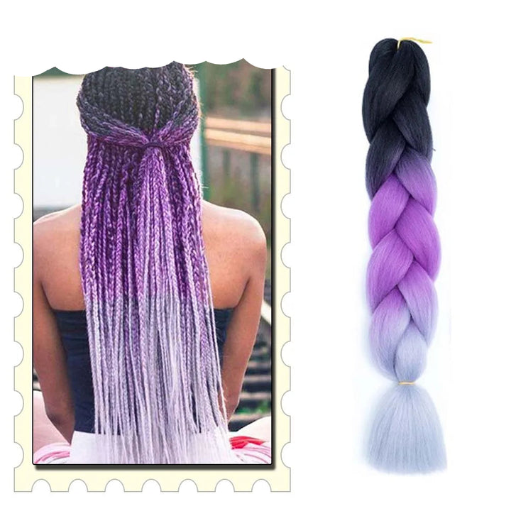24" Pink Jumbo Braiding Hair – Yaki Texture Synthetic Bulk Extensions (Purple/Red/Green Options)
