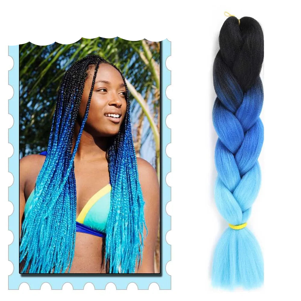 Braiding Hair Extensions for Women 4 Packs 24Inch High Temperature Ombre Jumbo Synthetic Braiding Hair for Twist Crochet Braids