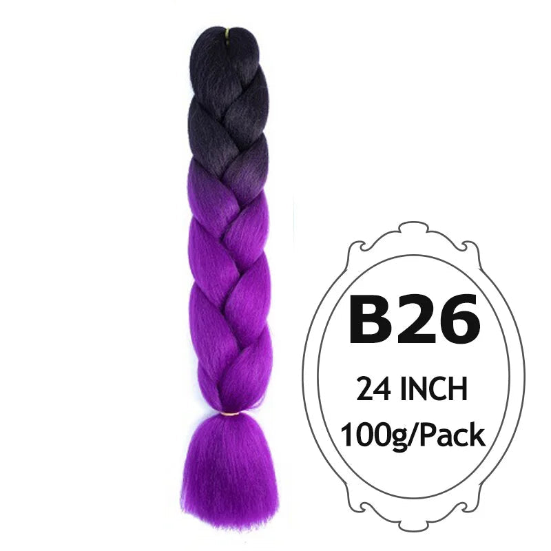 24 Inch Ombre Jumbo Braiding Hair – 5 Packs Yaki Texture Synthetic Extensions for Box Braids