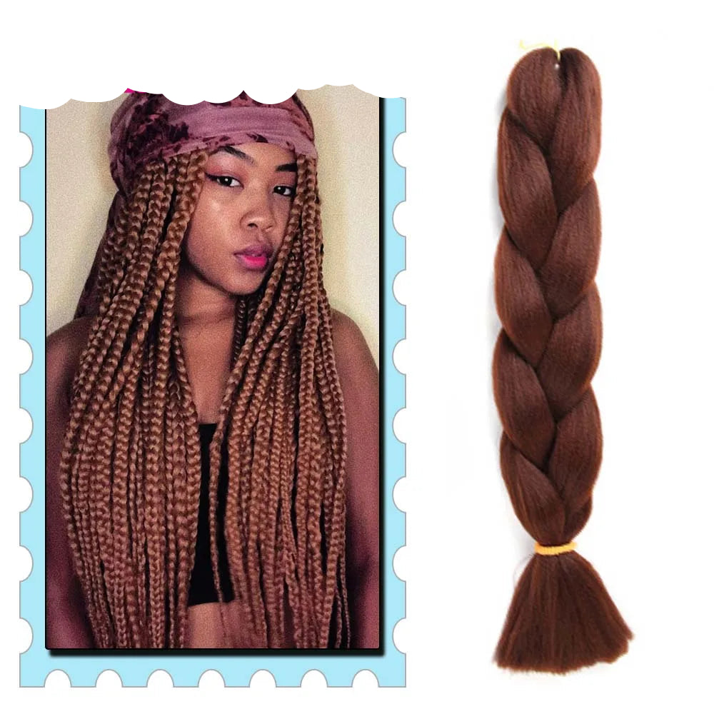 3/4/5/6 Packs Jumbo Braiding Hair 24 Inch Purple Jumbo Braids Hair Extensions for Women Synthetic Fiber Pink Blue Red Braid Hair