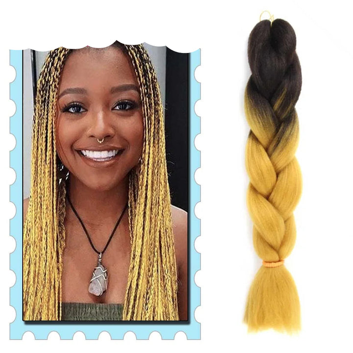 Braiding Hair Extensions for Women 4 Packs 24Inch High Temperature Ombre Jumbo Synthetic Braiding Hair for Twist Crochet Braids
