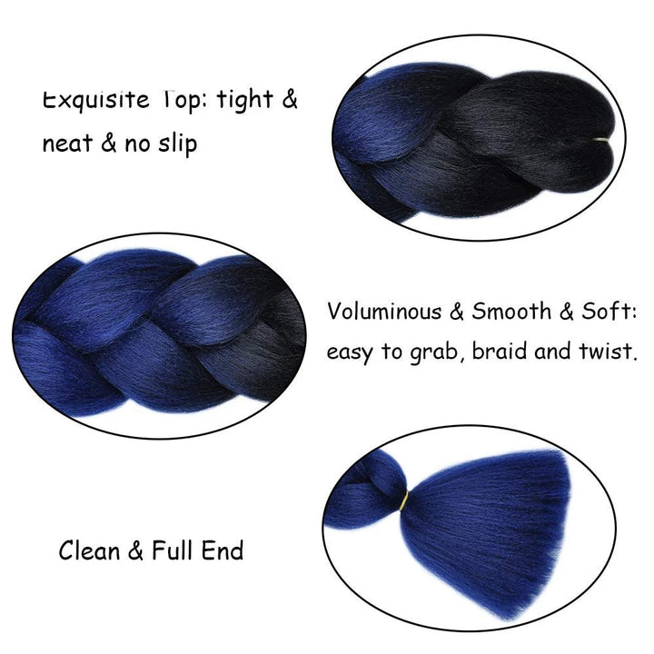 3/4/5/6 Packs Jumbo Braiding Hair 24 Inch Purple Jumbo Braids Hair Extensions for Women Synthetic Fiber Pink Blue Red Braid Hair