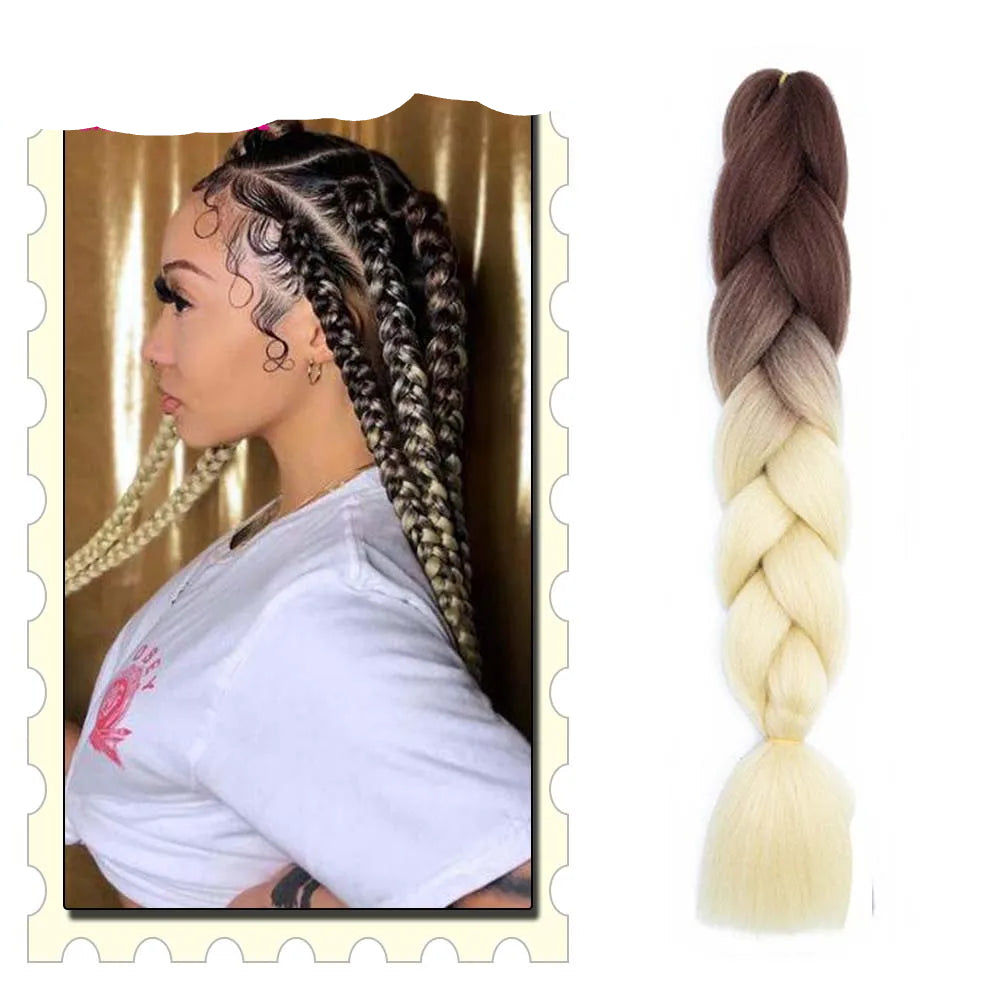 24" Pink Jumbo Braiding Hair – Yaki Texture Synthetic Bulk Extensions (Purple/Red/Green Options)