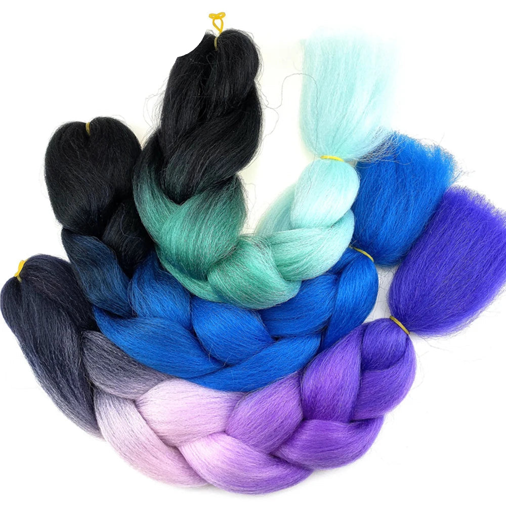 24 Inch Ombre Jumbo Braiding Hair – 5 Packs Yaki Texture Synthetic Extensions for Box Braids