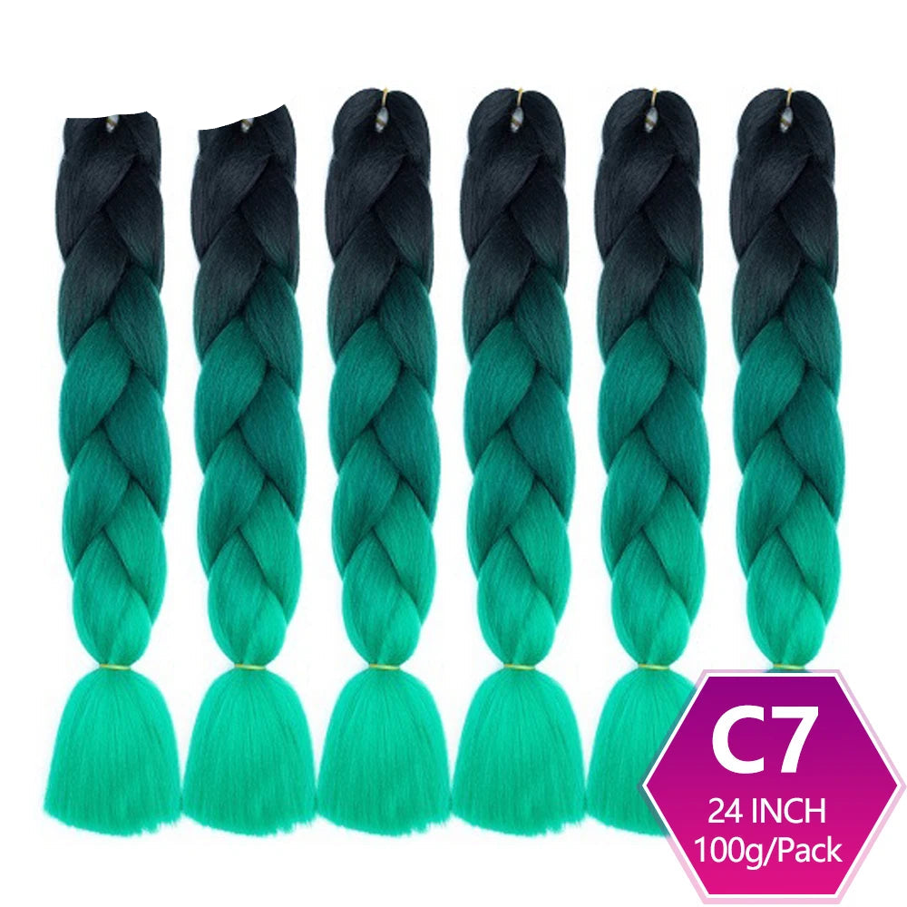 Set of green and black ombre braids 
