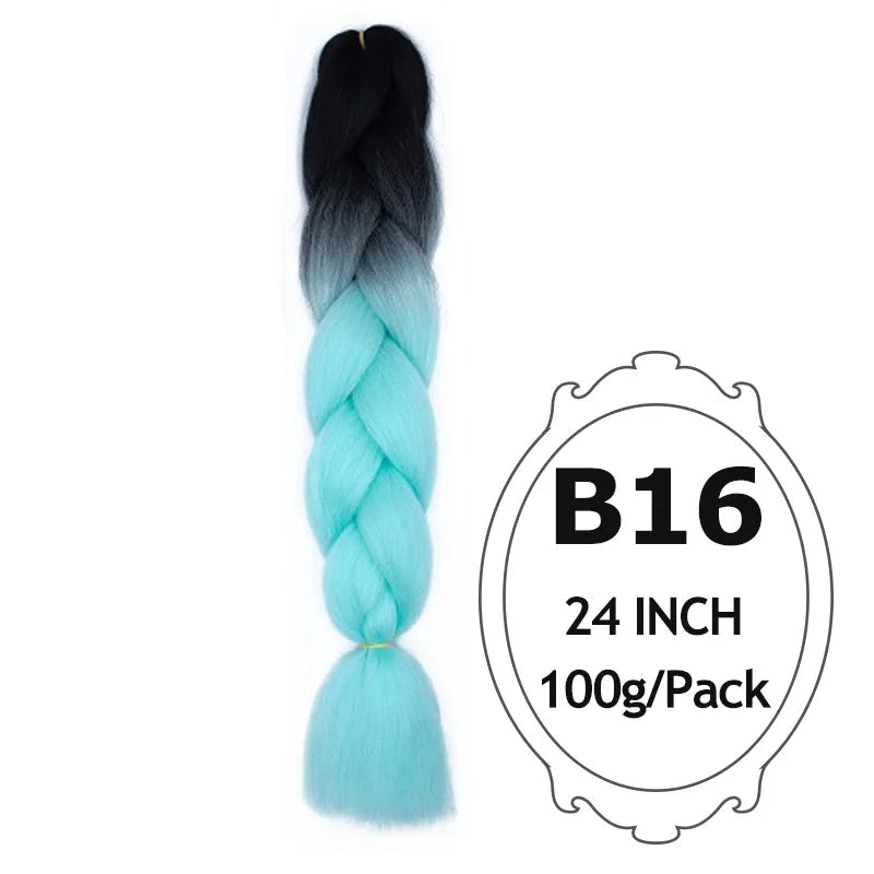 24 Inch Ombre Jumbo Braiding Hair – 5 Packs Yaki Texture Synthetic Extensions for Box Braids