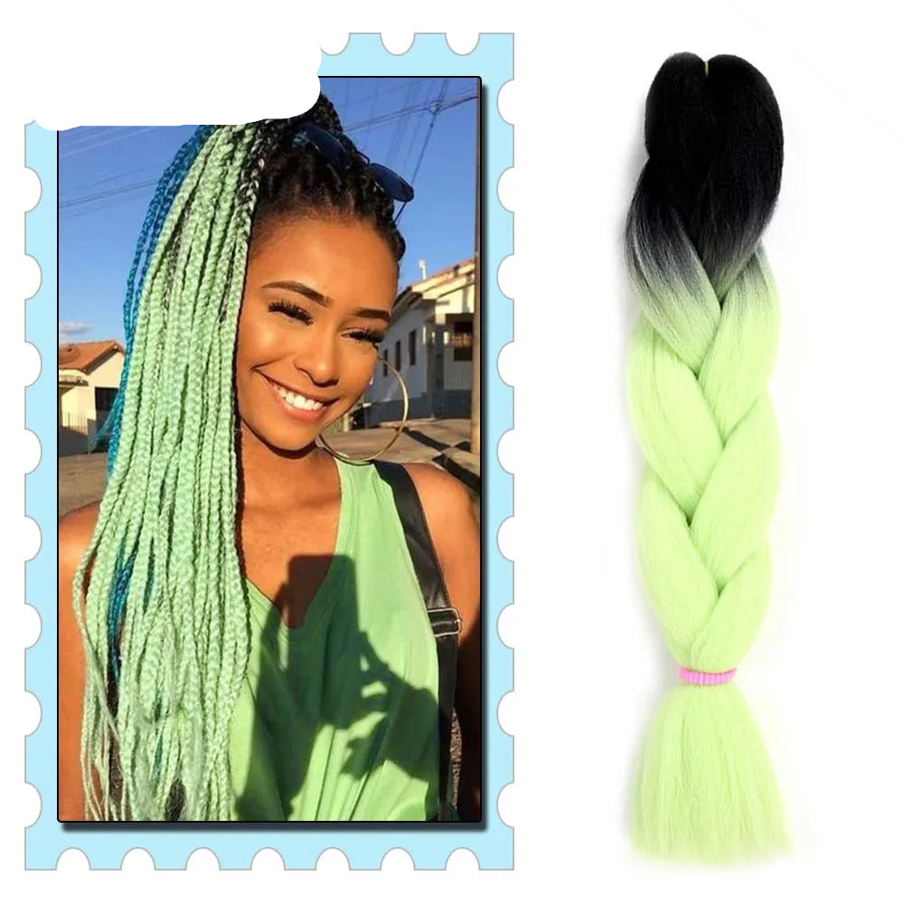 Synthetic Braiding Hair 24 Inch – Kanekalon Ombre Pre-Stretched Jumbo Braids