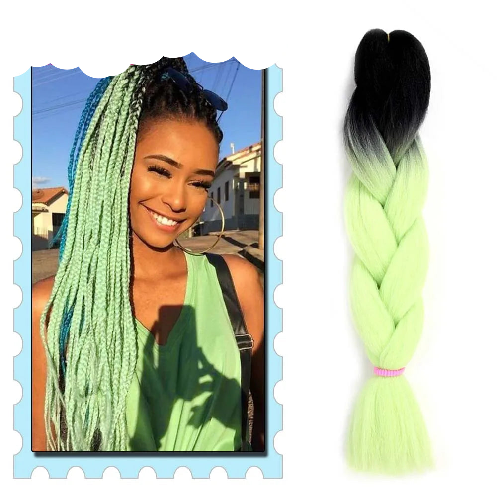 Braiding Hair Extensions for Women 4 Packs 24Inch High Temperature Ombre Jumbo Synthetic Braiding Hair for Twist Crochet Braids