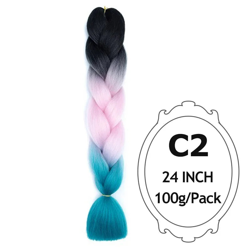 24 Inch Ombre Jumbo Braiding Hair – 5 Packs Yaki Texture Synthetic Extensions for Box Braids