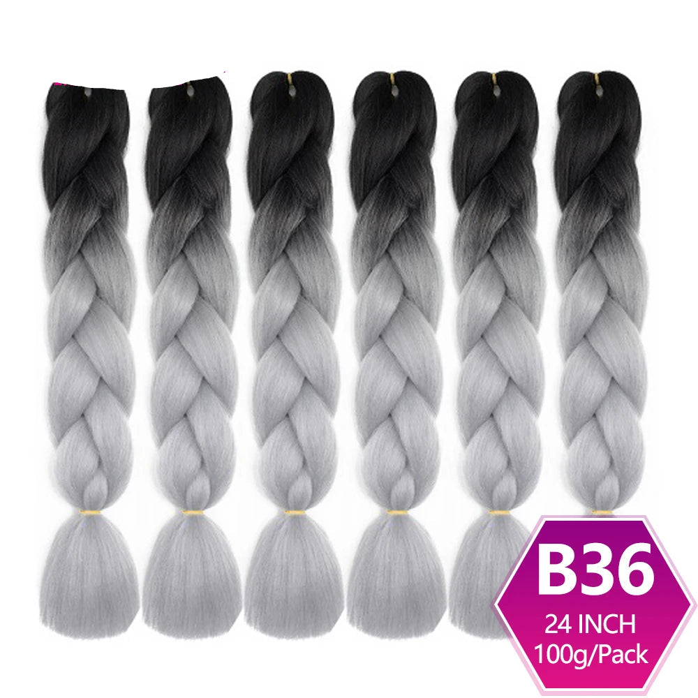 6 Packs 24 Inch Ombre Jumbo Braiding Hair – High-Temperature Synthetic Extensions for Twist & Crochet Braids