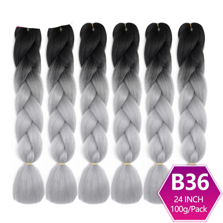 6 Packs 24 Inch Ombre Jumbo Braiding Hair – High-Temperature Synthetic Extensions for Twist & Crochet Braids