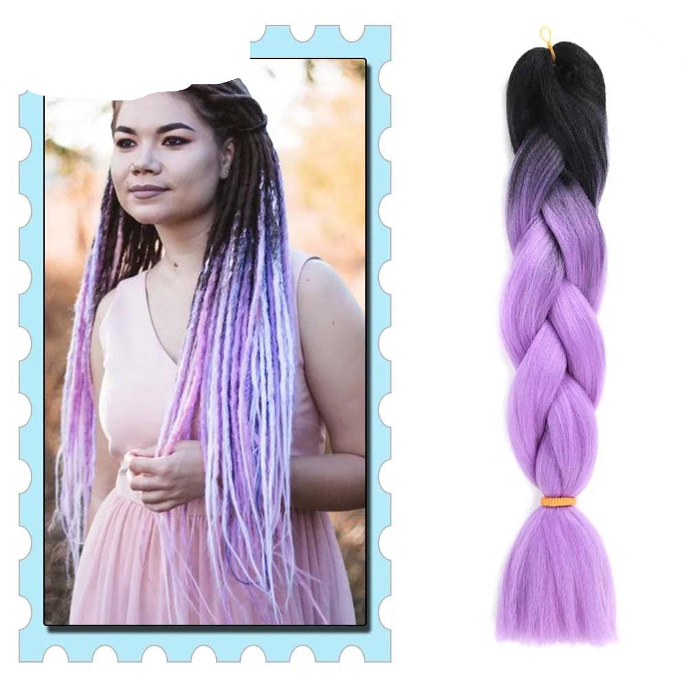 Synthetic Braiding Hair 24 Inch – Kanekalon Ombre Pre-Stretched Jumbo Braids