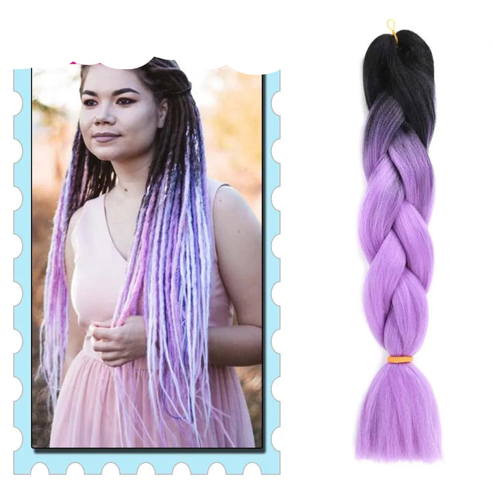 Braiding Hair Extensions for Women 4 Packs 24Inch High Temperature Ombre Jumbo Synthetic Braiding Hair for Twist Crochet Braids