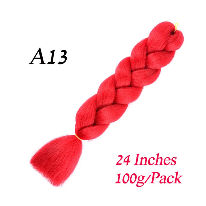 24 Inch Synthetic Ombre Jumbo Braiding Hair – DIY Braid Extensions for Women (Purple/Pink/Yellow/Red)