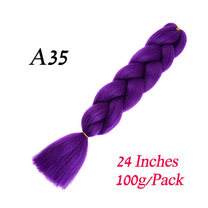 24 Inch Pre-Stretched Jumbo Braiding Hair – Synthetic Kanekalon Extensions for African Braids (100g) 444