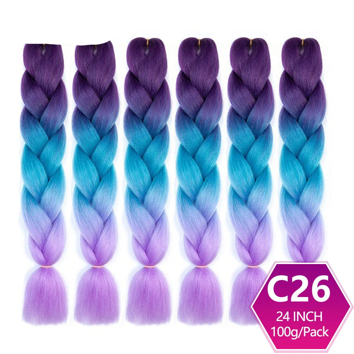 6 Packs 24 Inch Ombre Jumbo Braiding Hair – High-Temperature Synthetic Extensions for Twist & Crochet Braids