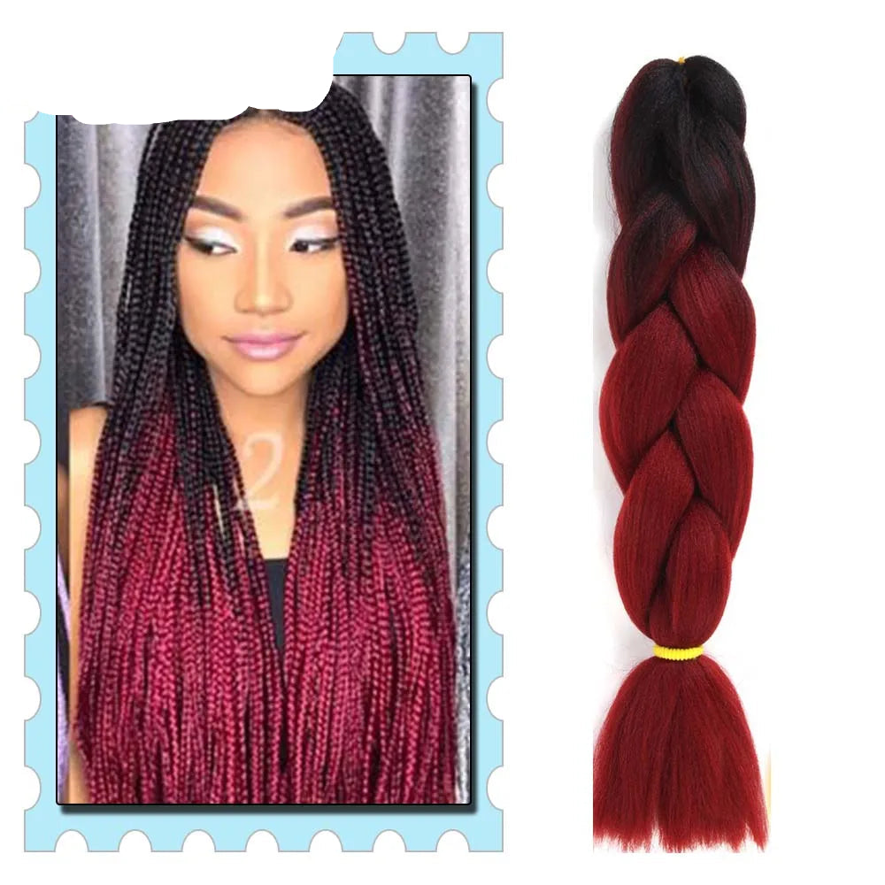 Synthetic Braiding Hair 24 Inch – Kanekalon Ombre Pre-Stretched Jumbo Braids