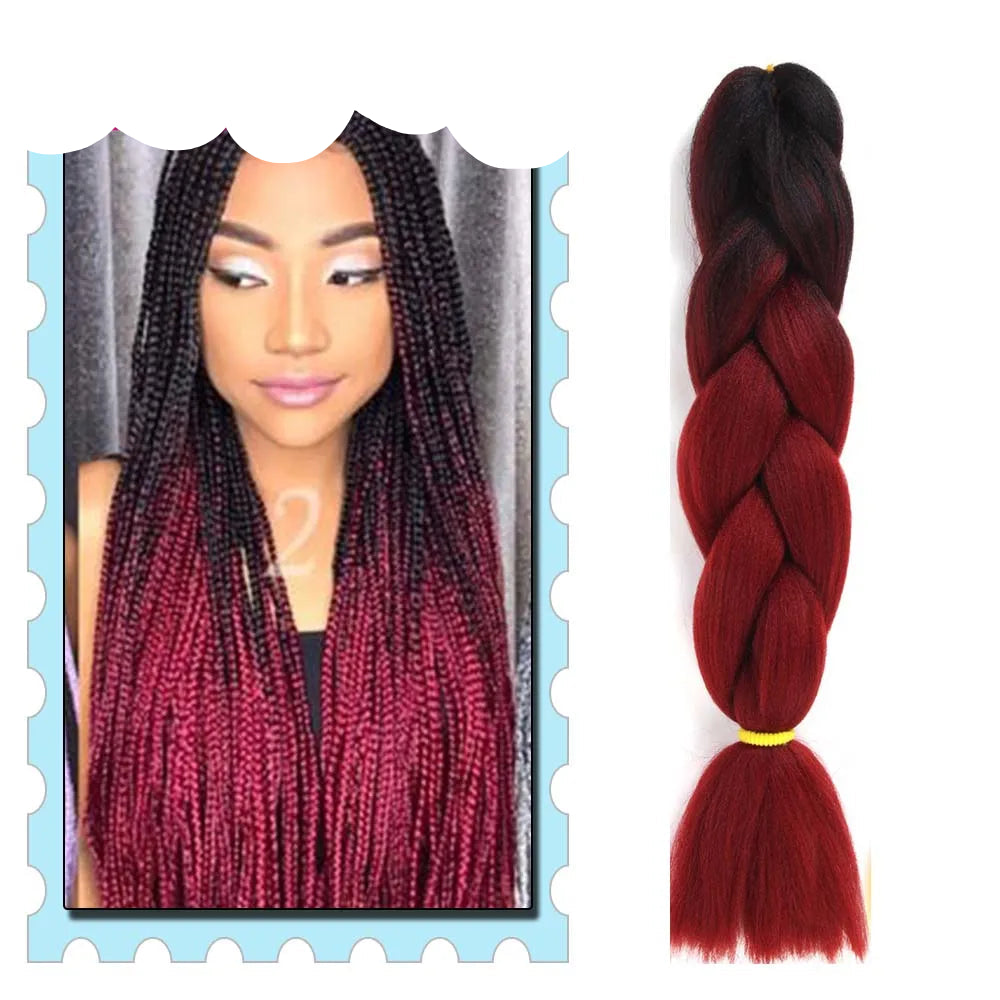 Braiding Hair Extensions for Women 4 Packs 24Inch High Temperature Ombre Jumbo Synthetic Braiding Hair for Twist Crochet Braids