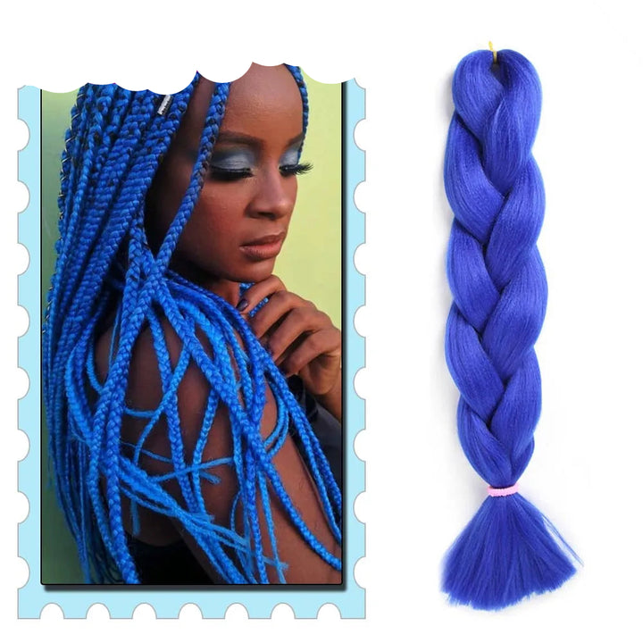3/4/5/6 Packs Jumbo Braiding Hair 24 Inch Purple Jumbo Braids Hair Extensions for Women Synthetic Fiber Pink Blue Red Braid Hair