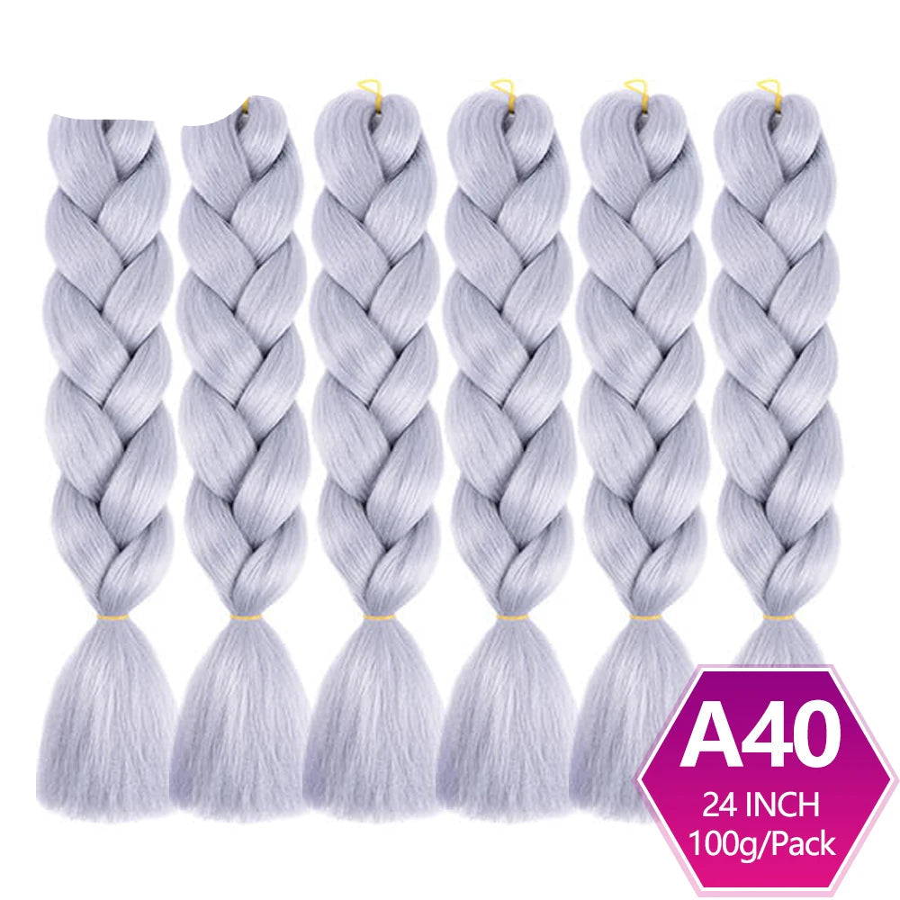 6 Packs 24 Inch Ombre Jumbo Braiding Hair – High-Temperature Synthetic Extensions for Twist & Crochet Braids
