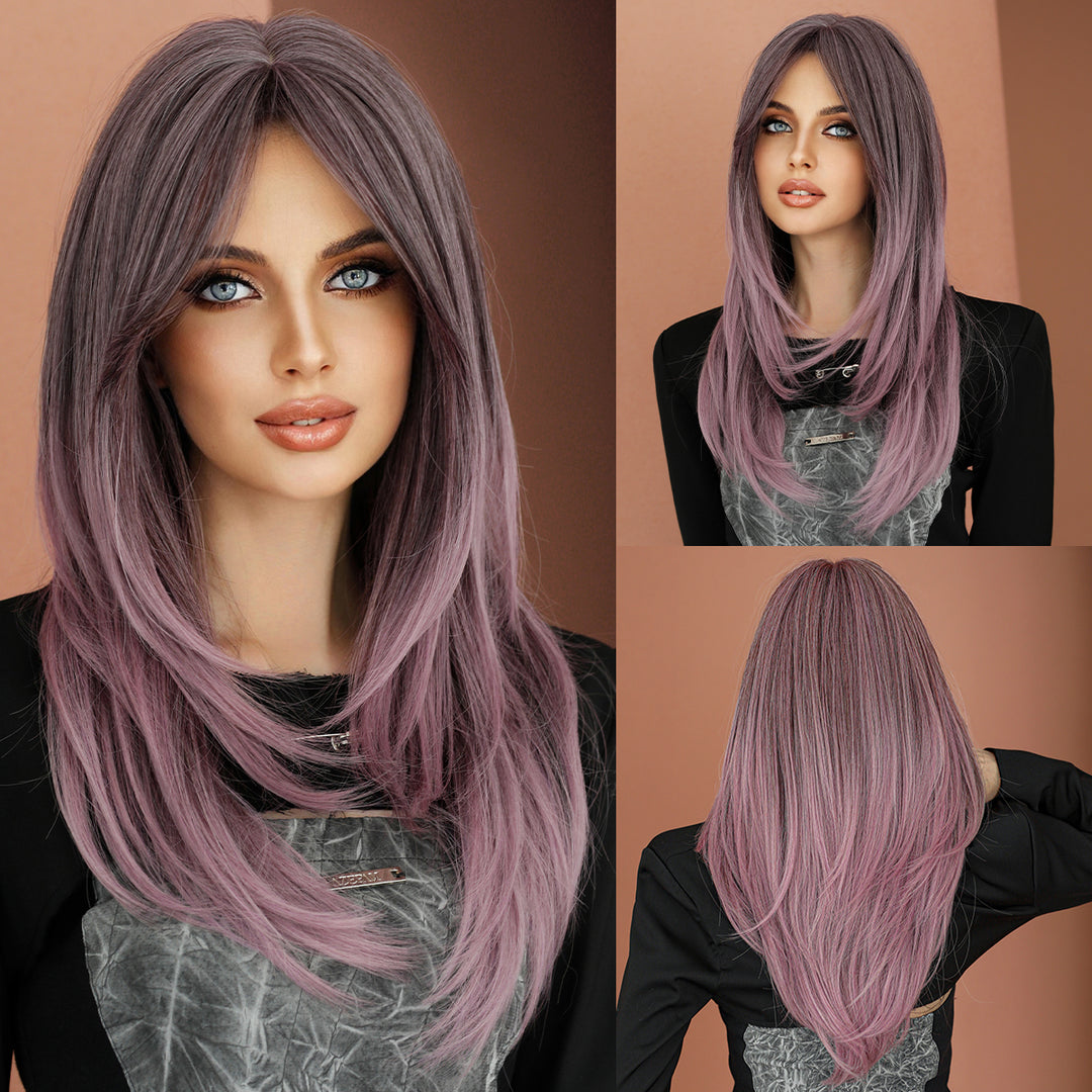 Honey Blonde Wig with Bangs - Long Brown Wigs for Women, Layered Heat Resistant Synthetic Wigs. Perfect for a natural look!