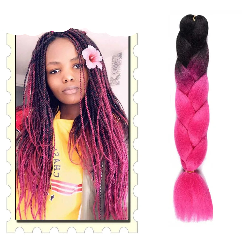 Synthetic Braiding Hair Extensions – Ombre Jumbo Braid Hair for Women, Wholesale DIY Hairstyle (Pink, Purple, Yellow)