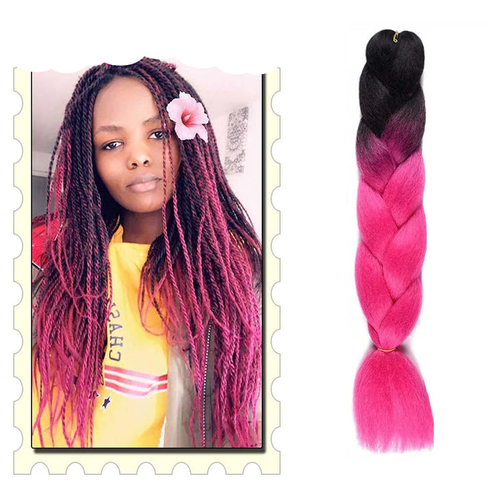 Synthetic Braiding Hair Extensions – Ombre Jumbo Braid Hair for Women, Wholesale DIY Hairstyle (Pink, Purple, Yellow)
