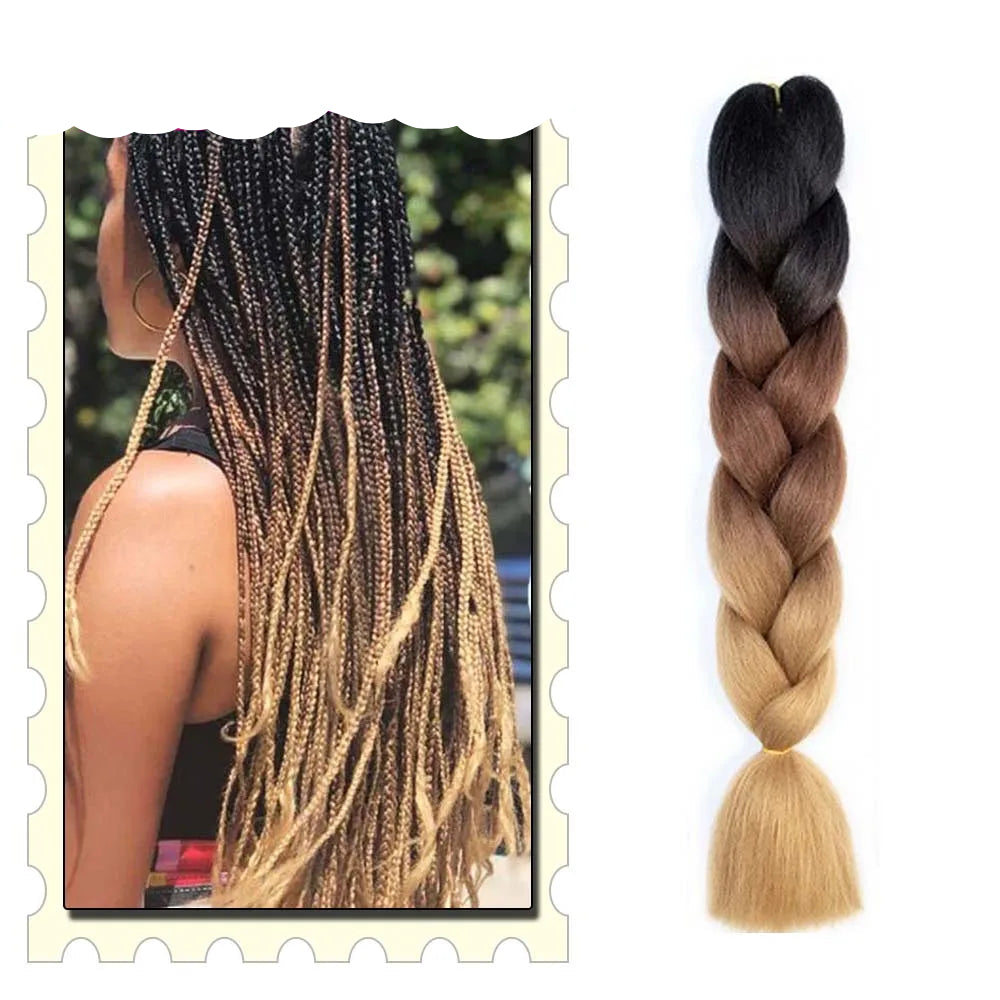 Synthetic Braiding Hair Extensions – Ombre Jumbo Braid Hair for Women, Wholesale DIY Hairstyle (Pink, Purple, Yellow)