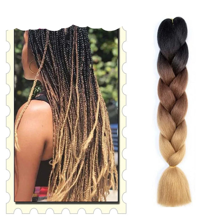Synthetic Braiding Hair Extensions – Ombre Jumbo Braid Hair for Women, Wholesale DIY Hairstyle (Pink, Purple, Yellow)