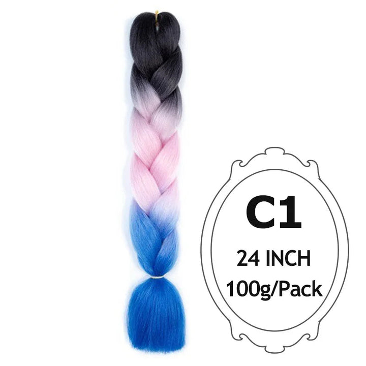 Synthetic Braiding Hair Extensions – Ombre Jumbo Braid Hair for Women, Wholesale DIY Hairstyle (Pink, Purple, Yellow)