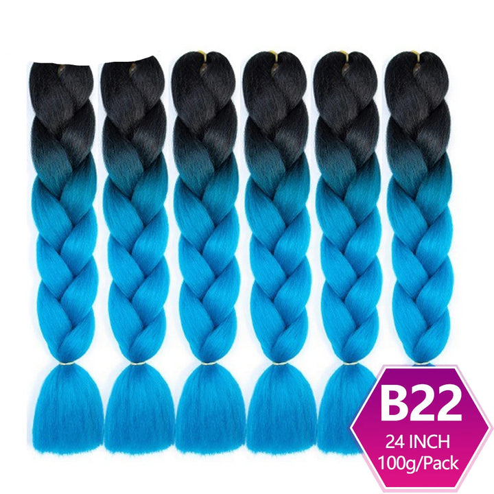 6 Packs 24 Inch Ombre Jumbo Braiding Hair – High-Temperature Synthetic Extensions for Twist & Crochet Braids