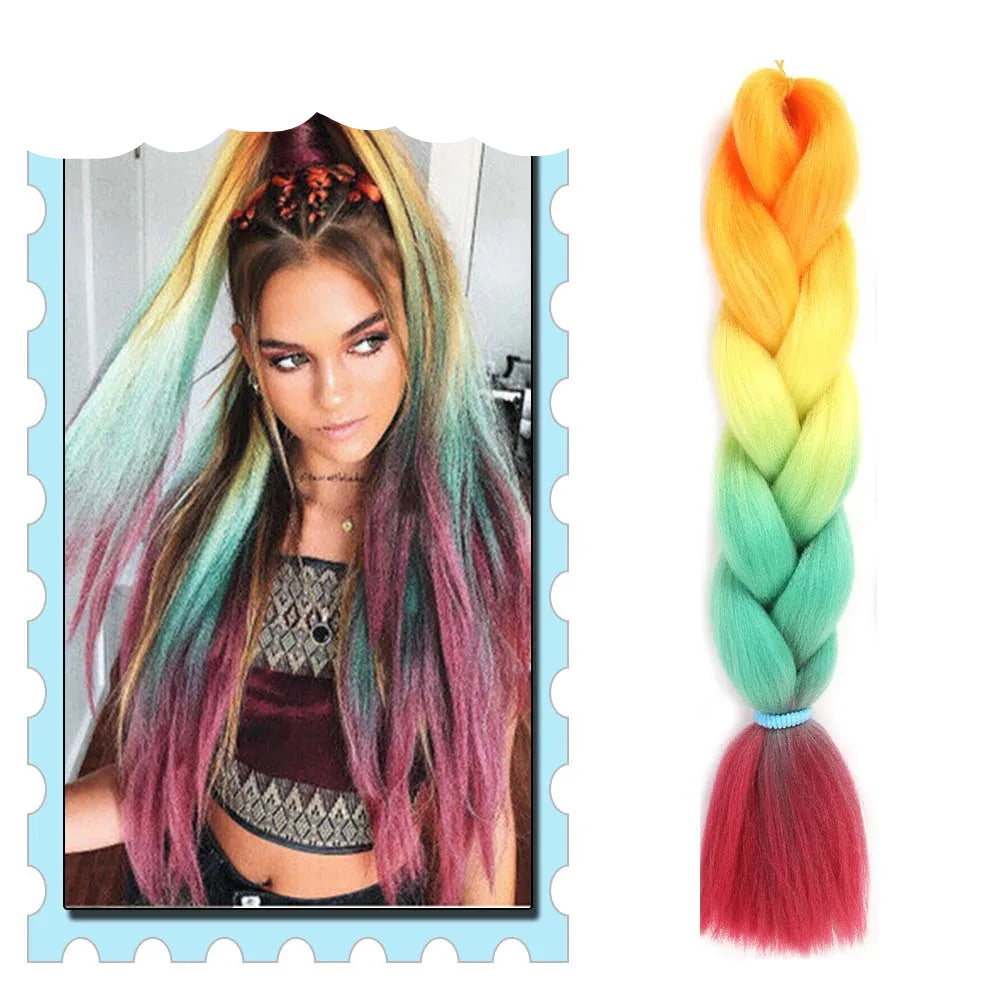 Braiding Hair Extensions for Women 4 Packs 24Inch High Temperature Ombre Jumbo Synthetic Braiding Hair for Twist Crochet Braids